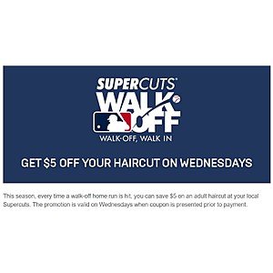 Supercuts is offering $5 off adult haircuts  (valid on Wednesdays).