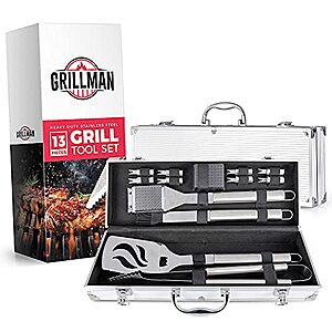 13-Pc Grillman Barbecue Grill Accessories & Tool Set $13 + F/S w/ Prime or on Orders $25+