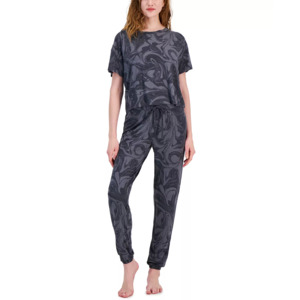 2-Piece Jenni Women's Short-Sleeve Jogger Pajamas Set (Various Colors) $13.99 + Free Store Pickup at Macy's or F/S on Orders $25+