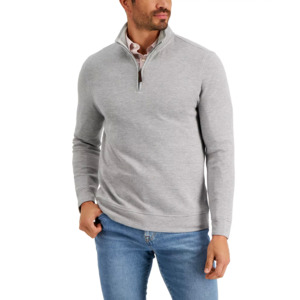 Men's Sweaters:Club Room Quarter Zip Pullover Sweater $20, Alfani Textured Stripe Mock Neck Sweater $25 (Various Colors/Sizes) + Free Store Pickup at Macy's or F/S on Orders $25+