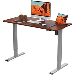 Flexispot 48" x 24" Electric Height Adjustable Standing Desk (Mahogany)$100
