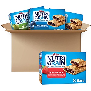Nutri-Grain Soft Baked Breakfast Bars, 3 Flavor Variety Pack, Whole Grain Snacks, Kids Snacks (32 Bars) $11.99