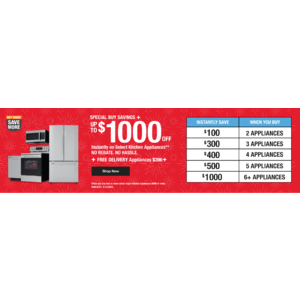 Lowe's / Home Depot Appliance Bundle: Save up to $1,000 and recieve free deilvery.  Expires July 12th, 2023