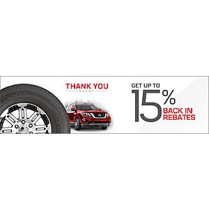 Discount Tire Thank You Promo - up to 15% back in rebates - March 8-10