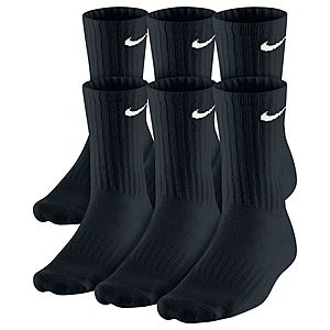 6-Pack Nike Men's Cotton Crew Socks $12, 6-Pack adidas Men's Low-Cut Socks $10 & More w/ SD Cashback + Free Store Pickup