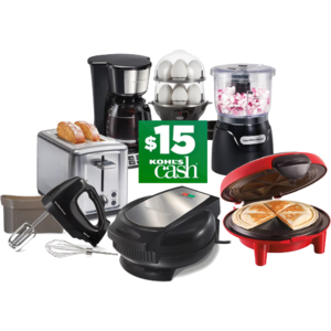 Hamilton Beach Small Appliances (various) + $15 in Kohls Cash 3 for $20 after $30 Rebate + 2.5% SD CB + Free Store Pickup