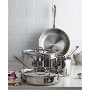 7-Piece All-Clad 3-Ply Stainless Steel Cookware Set + $40 Macys Money $300 + free shipping