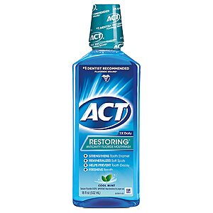 18-Oz ACT Restoring Anticavity Mouthwash (Cool Mint) $1 & More + Free Store Pickup