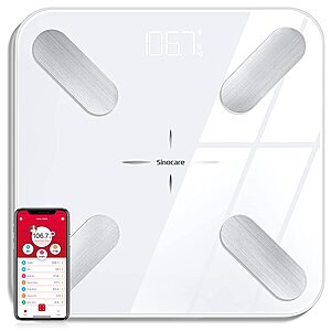Sinocare Bluetooth Smart Body Fat Scale w/ Smartphone App (up to 396lbs) $10 + free shipping w/ Prime or on orders $25+