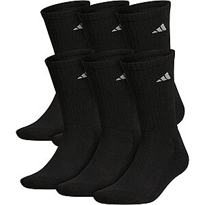 6-Pairs adidas Men's or Women's Athletic Cushioned Crew / Low Cut / Crew Socks $10 + Free Shipping