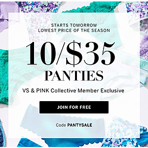 Victorias Secret 10 for $35 Panties ($3.50 each) + Free Shipping on $50