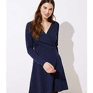 Loft: Up to Extra 70% Off Clearance: Geo Knit Wrap Dress Regular $6, Petite $4.50 & More + Free S&H on $125+