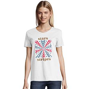 Hanes Additional 50% off Clearance: Women's Stars & Stripes Graphic Tee $2, Men's Fireworks Graphic Tee $2, 2-Pack Girls' Wirefree Bras $1.59, More + free shipping