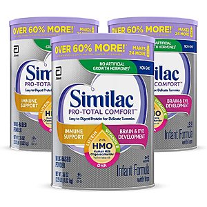 3-Ct 36-Oz Similac Pro-Total Comfort Non-GMO w/ 2'-FL HMO Infant Formula & Iron $77.25 w/ Subscribe & Save + Free S/H