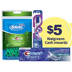 Crest 3D White Toothpaste + 75-Ct Oral-B Picks + Toothbrush + $5 in Rewards $6 + free pickup at Walgreens