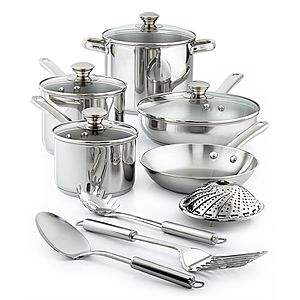 13-Piece Tools of the Trade Cookware Set (Stainless Steel or Non-Stick) $28.49 w/ Text Code + Earn 6% In Slickdeals Cashback (PC Req'd) + Free Shipping