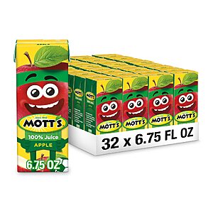 Mott's 100 Percent Original Apple Juice, 6.75 fl oz boxes, 32 Count (4 Packs of 8) [Subscribe & Save] $8.53