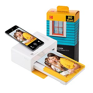 KODAK Dock Plus 4PASS Instant Photo Printer (4x6 inches) + 90 Sheets Bundle (10 Initial Sheets + 80 Sheet Pack) $125.98