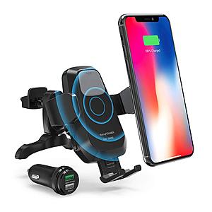 RAVPower Wireless Qi Fast Charger 7.5W/ 10 W Car Mount Kit $16.99 + free shipping