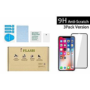 3-Pack iFlash Full Cover Tempered Glass Screen Protector for Apple iPhone XS Max/XR/XS/X/8/8+/7/7+/6/6+ $5.19 + FS