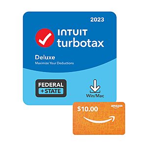 [LIVE] TurboTax 2023 + $10 Amazon Gift Card: Deluxe (Federal) $37, Deluxe (Federal + State) $45 & More + Free S&H