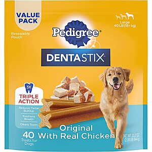 40-Ct Pedigree Dentastix Large Dog Dental Treats Chicken Flavor Dental Bones $11 w/ Subscribe & Save