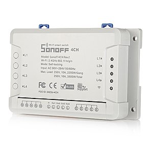 SONOFF 4CH Rev2 4 Channel Wireless WiFi Smart Switch - White $16.50 + Free Shipping