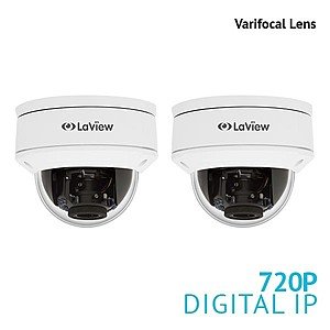 2-Pack LaView 720P 1.3MP Varifocal Dome IP Surveillance Cameras $52.80 + Free Shipping