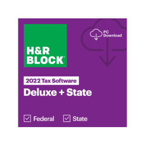 H&R Block Tax Software Deluxe + State 2022 (Windows or Mac Digital Download) $20