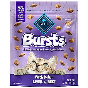 5-Oz Blue Buffalo Bursts Crunchy Cat Treats (various) $1.20 w/ Subscribe & Save