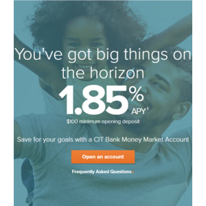 CIT Bank: Money Market Account- 1.85% APY