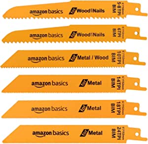 Amazon Basics Bi-Metal Reciprocating Saw Blades, 6-Pieces $2.88 shipped w/ Prime