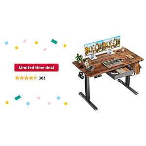 Limited-time deal: Electric Standing Desk with Drawer 48 x 24 Inches Stand up Desk with Storage Height Adjustable Desk Sit Stand Desk Black Frame/Brown Desktop Ergonomic  - $81.34