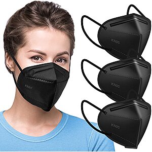 Limited-time deal: OKIAAS 50 Pack KN95 Face Mask, 5-Layer masks disposable kn95 Black,Face Protection Against PM2.5, Dust, Pollen and Haze, for Women, Men - $6.99