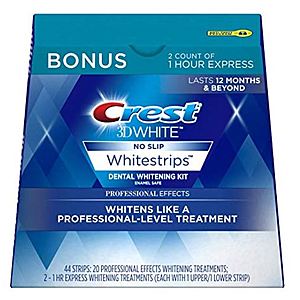 Amazon:  Crest 3D White Professional Effects Whitestrips Whitening Strips Kit, 22 Treatments $23.99