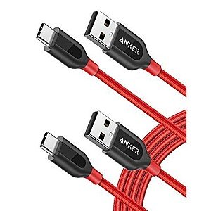 2-Pack 6' Anker PowerLine+ USB-C to USB A 2.0 Cables  $10