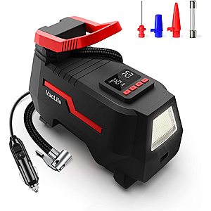 VacLife Tire Inflator for Car Tires 12V Portable Air Compressor with Emergency LED Light $12.60 at Amazon