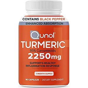 Qunol 2250mg Curcumin Turmeric Extract with 95% Curcuminoids + Black Pepper 90 Capsules As Low As $10.99 w/5 items S&S or $13.19 S&S at Amazon