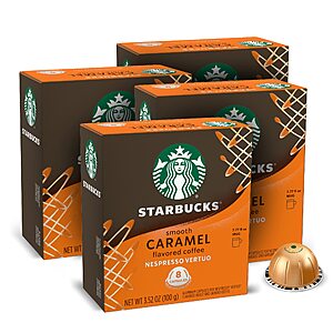 Starbucks by Nespresso Vertuo Line Caramel Flavored Coffee (8-count single serve capsules each, compatible with Nespresso Vertuo Line System) Naturally Flavored, 4 Pack $28.8