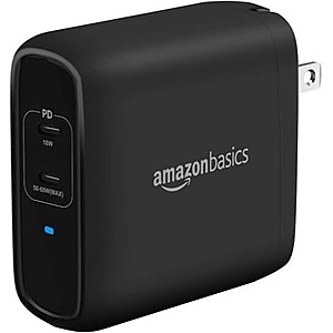 Amazon Basics 68W GaN Wall Charger with 2 USB-C Ports - $18.99 - Free shipping for Prime members - $18.99
