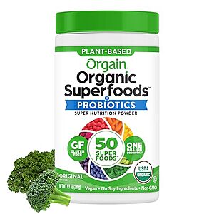 Orgain Organic Greens Powder + 50 Superfoods, Original - 1 Billion Probiotics for Gut Health, Antioxidants, Vegan, Plant Based, Gluten Free, Non GMO, Dairy Free Juice $10.99