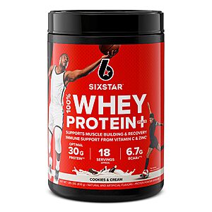 Six Star Elite Series 100% Whey Protein Plus Cookies and Cream 1.8lbs, $12.25, w/ S&S, other flavors, $13.83, Amazon