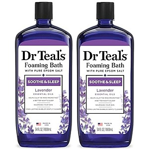 $8.83 w/ S&S: Dr Teal's Foaming Bath with Pure Epsom Salt, Soothe & Sleep with Lavender, 34 fl oz (Pack of 2)