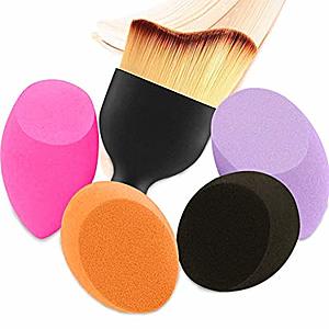 4+1Pcs Makeup Sponges with Contour Brush by BEAKEY, Multi-Colored 4 pcs Flawless Foundation Blending Sponge $4.99
