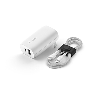 Belkin 32W Dual Port Charger w/ USB-C to Lightning Cable - $9.99