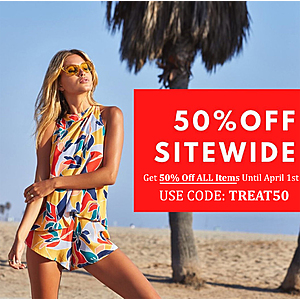 50% Off Sitewide Designer Dresses, Beachwear, Resort Wear &amp; Swimwear $49.99