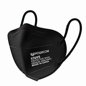 Powecom KN95 Face Mask Ear loop - Black - 10 per pack - $5.77 A/C + Tax at Bonafidemasks