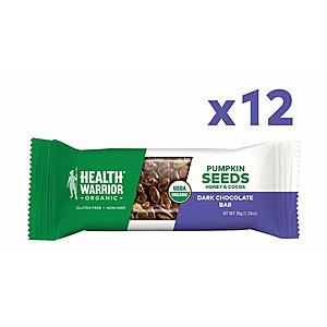 Health Warrior Pumpkin Seed Protein Bars, Dark Chocolate, 8g Plant Protein, Gluten Free, Certified Organic, 12 Count by Health Warrior $6.74 with $3 coupon for S&S $9.74