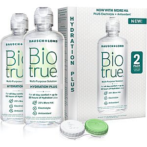 2-Pack 10-Oz Bausch + Lomb Biotrue Hydration Plus Contact Lens Solution w/ Lens Case $12.05 ($6.01 each) w/ S&S + Free Shipping w/ Prime or on $25+ $12.03