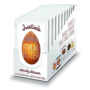 10-Pack 1.15-Oz Justin's Almond Butter Squeeze Packs (Cinnamon Almond Butter) $9.47 + Free Shipping w/ Prime or on $35+